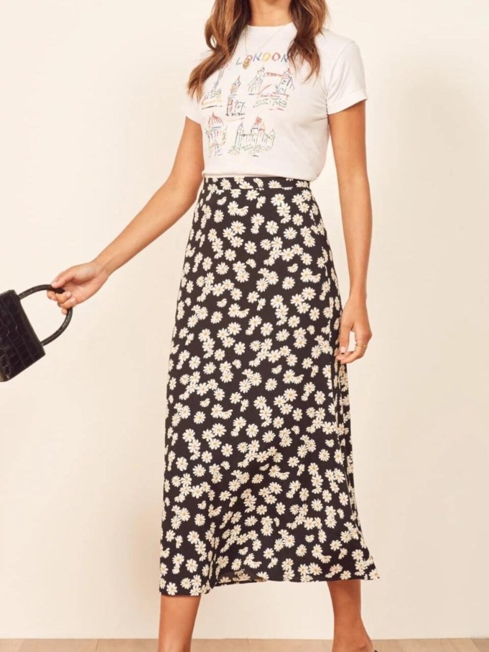 REFORMATION Midi-Length BEA Skirt in Daisy!! Sz 6